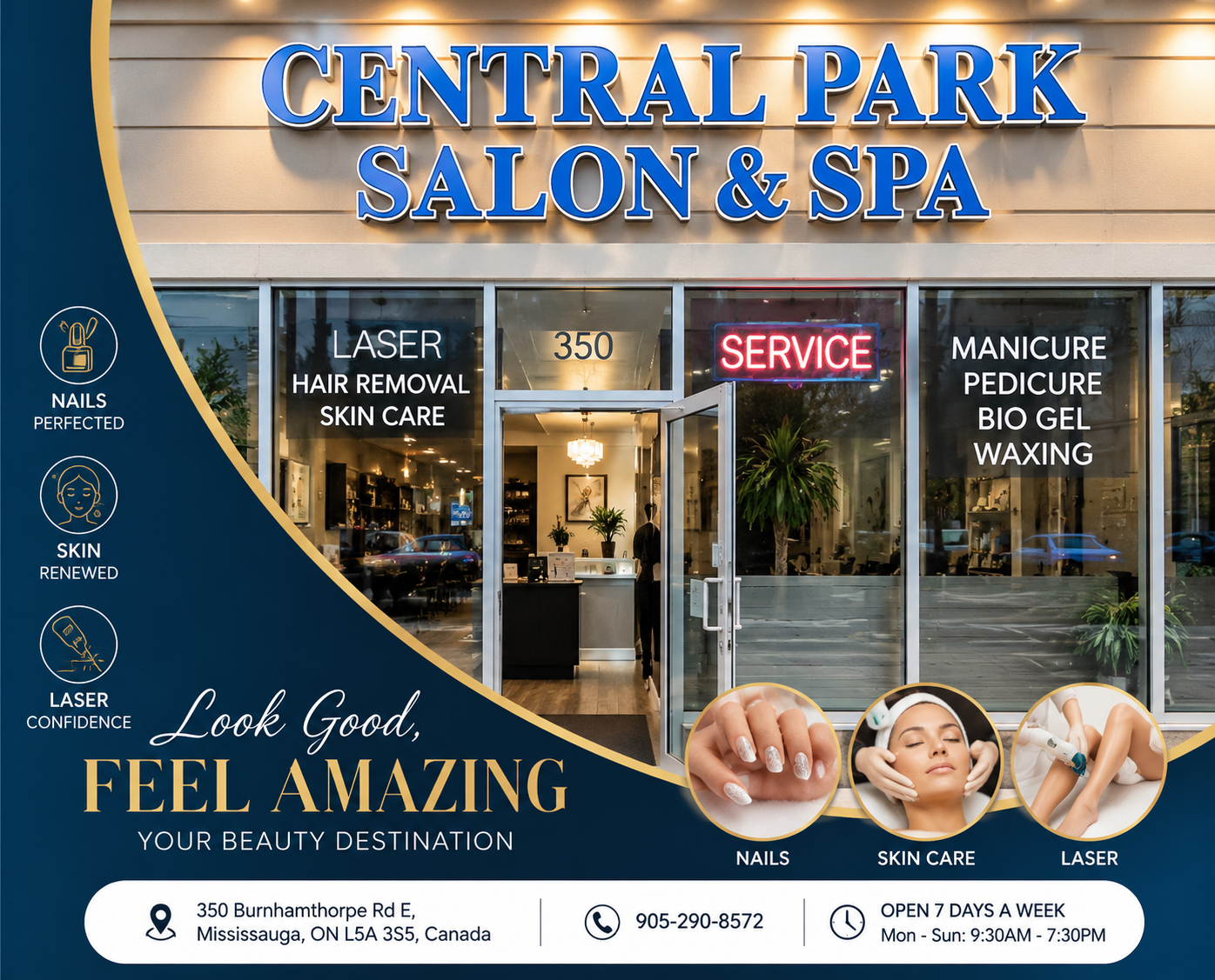 Central Park Salon & Spa, beauty salon at 350 Burnhamthorpe Road East in Etobicoke, Toronto
